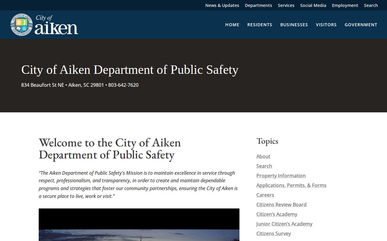 Aiken County public-safety records source for Aiken arrest records