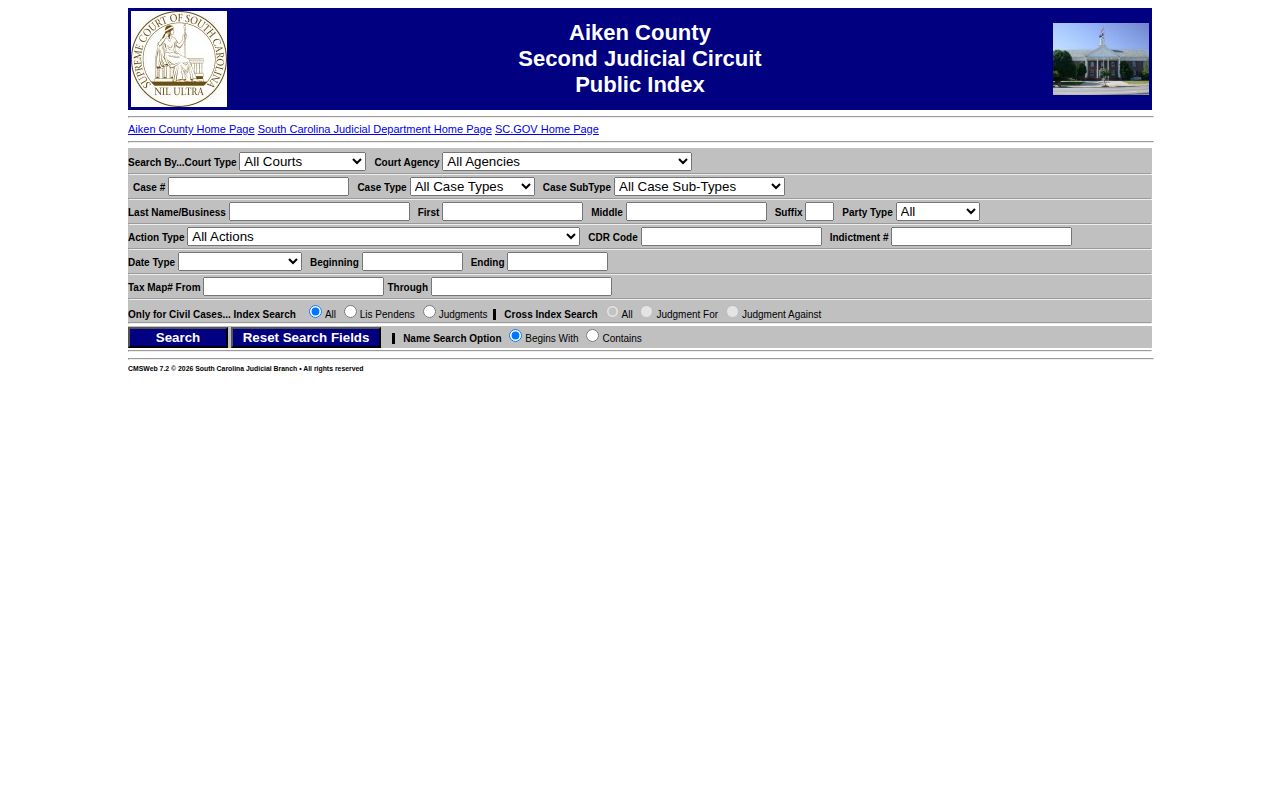 Aiken County court disposition public index