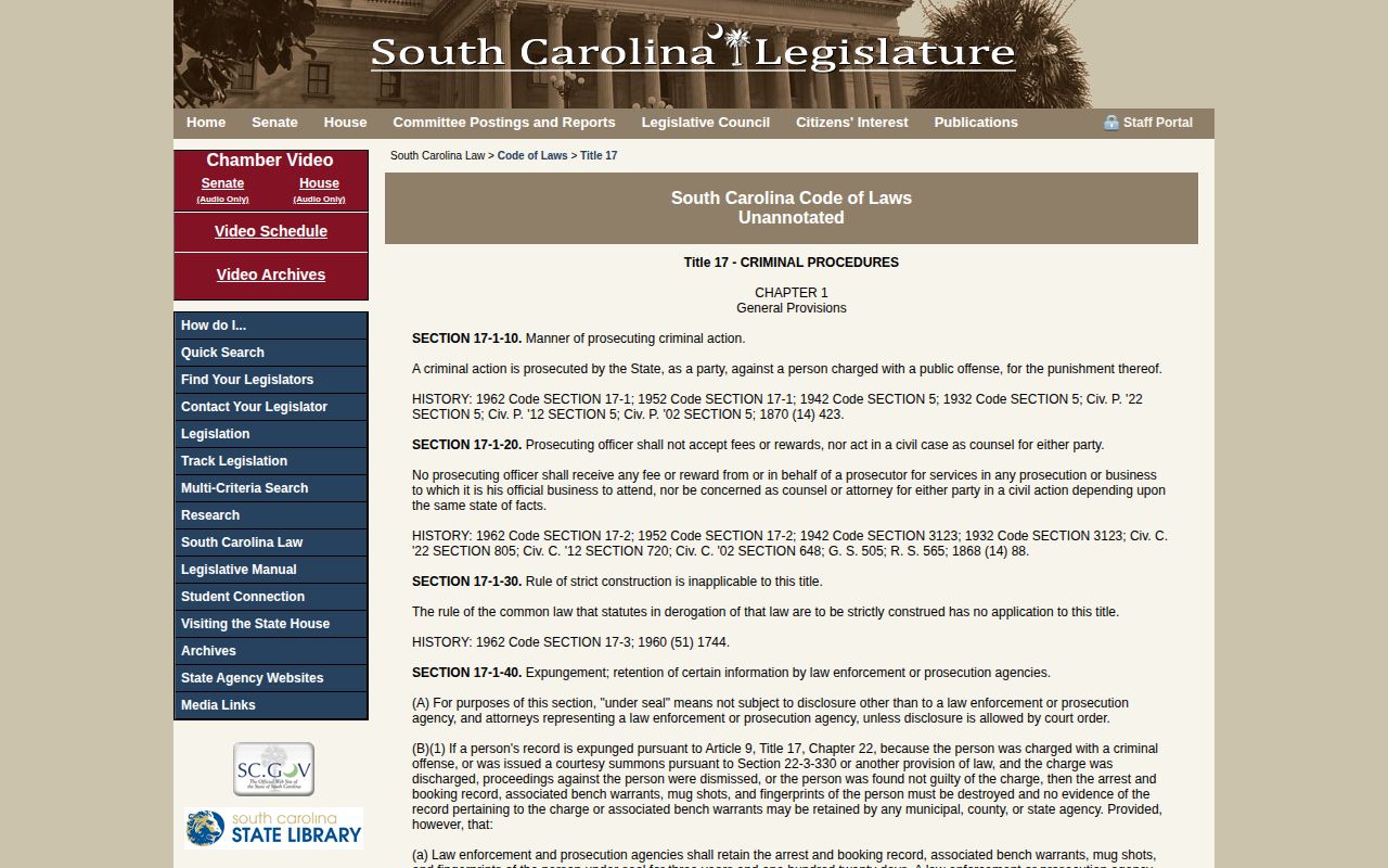 Aiken County mugshot law source from South Carolina code