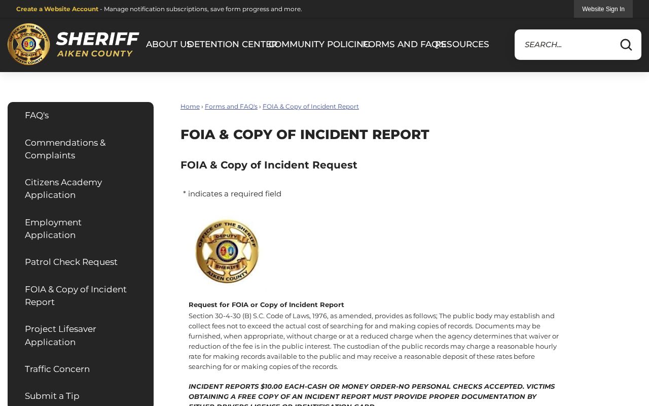 Aiken County booking record request source